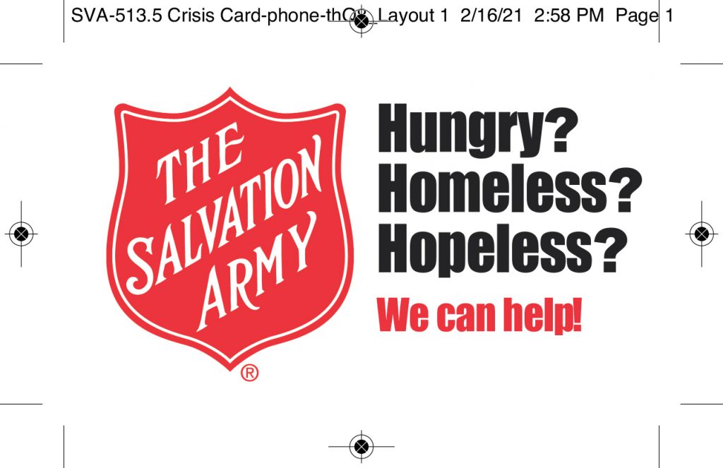 Salvation Army Crisis Card