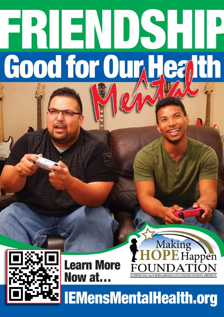 The new Bus Shelter Ad for Making Hope Happen's nland Empire Men’s Mental Health Program
