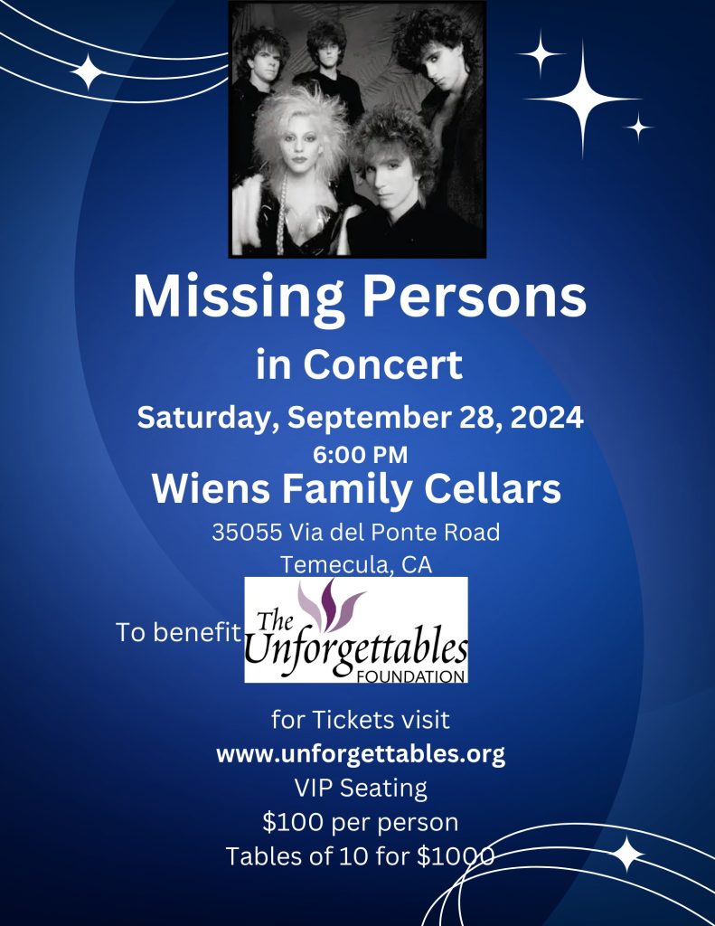 Missing Persons performs at Wiens Family Cellars this Saturday, September 28th