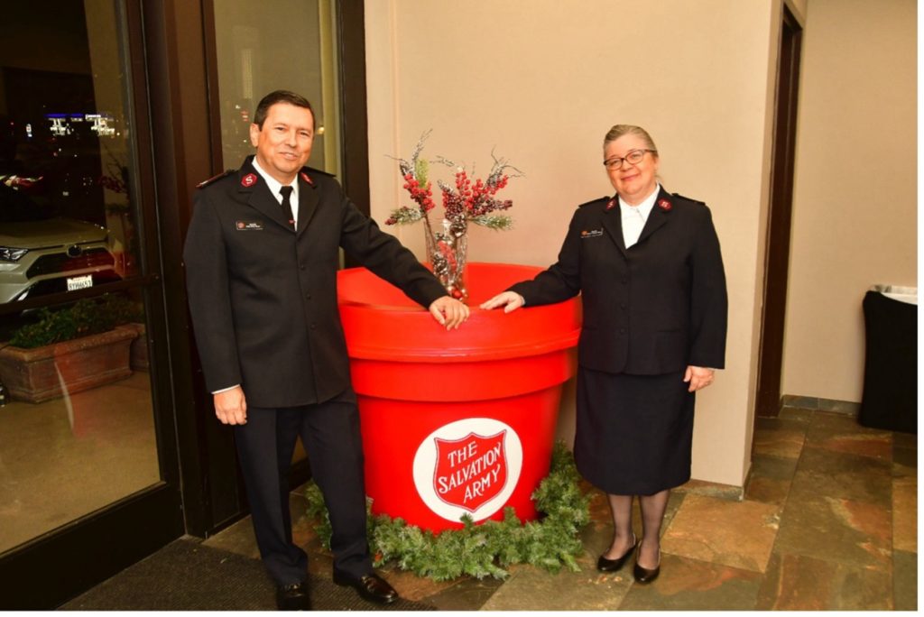 Photo Caption: Majors Isaias & Wife Adelma Braga, Commanders of The Salvation Army of San Bernardino County, welcome donors to last year's Red Kettle Kickoff. 