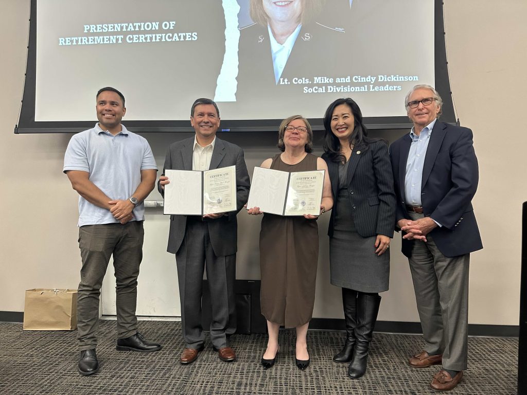 Left to Right: San Bernardino City Council members Ted Sanches, Majors Isias and Almeda Braga, San Bernardiubno Mayor Helen Tran, and San Bernardino City Council members Fred Shorett.