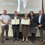 Left to Right: San Bernardino City Council members Ted Sanches, Majors Isias and Almeda Braga, San Bernardiubno Mayor Helen Tran, and San Bernardino City Council members Fred Shorett.
